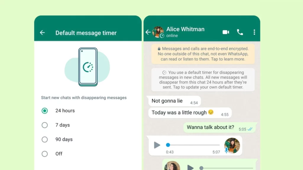 WhatsAppÂ activatesÂ option of making 'Disappearing Messages' the default setting